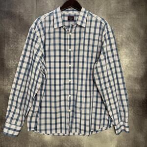 Untuckit Keaton WF Men’s 3XL Button Up‎ Long Sleeve Shirt Blue White Checkered